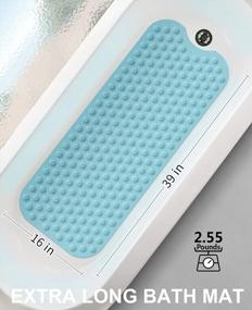 img 1 attached to Extra Long Bath Mat: OTHWAY Non-Slip Rubber Mat With No Suction Cups │Ideal For Refinished Bathtubs│Perfect For Seniors And Kids │39X16Inch Size In Lake Blue