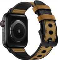 ouheng совместим с ремешком apple watch 49 мм, 45 мм, 44 мм, 42 мм, гибридным ремешком из натуральной кожи и каучука с защитой от пота для серии iwatch ultra 8 7 6 5 4 3 2 1 se2 se, ретро-коричневый ремешок с черным адаптером 2.0 логотип