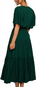 img 3 attached to Women'S V-Neck Chiffon Maxi Dress With Waist Tie - Casual Summer Flowy Long Dresses From SHIBEVER (S-XL)