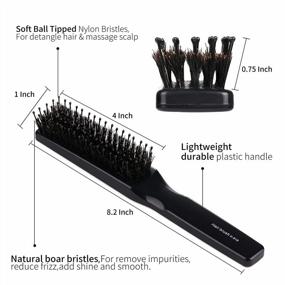 img 3 attached to Boar Bristle Hair Brush For Women Men, Boar & Nylon Bristle Paddle Hairbrush For Wet, Dry Thin Thick Curly Hair Smoothing Styling Detangling, Black