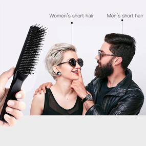 img 2 attached to Boar Bristle Hair Brush For Women Men, Boar & Nylon Bristle Paddle Hairbrush For Wet, Dry Thin Thick Curly Hair Smoothing Styling Detangling, Black