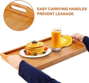 img 2 attached to Versatile Moclever Bamboo Breakfast Tray Table With Folding Legs - Ideal For Meals, Parties, Reading, And Working