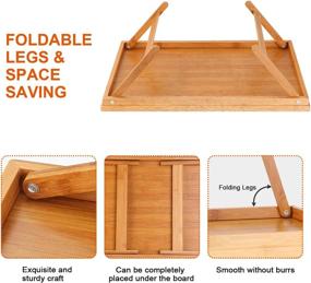 img 1 attached to Versatile Moclever Bamboo Breakfast Tray Table With Folding Legs - Ideal For Meals, Parties, Reading, And Working