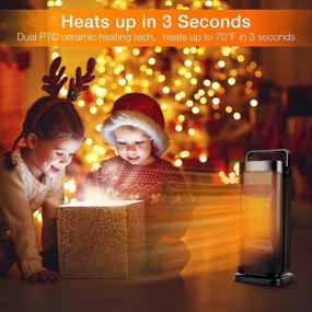 img 3 attached to 🔥 1500W Portable Ceramic Office Space Heater - 120° Oscillating Tower Heater for Indoor Use, with Thermostat, Fast Heating, Tip-over & Overheat Protection, Quiet Operation - Ideal for Bathroom, Bedroom