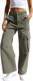 img 4 attached to High-Waisted Baggy Cargo Pants For Women With Pockets - Y2K Style Loose Wide Leg Joggers