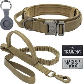 img 4 attached to Gear Up Your Canine Companion With PUPTECK'S Tactical Dog Collar And Leash Set With Double Handle Bungee Leash And Airtags Case