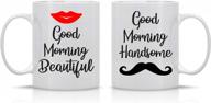 симпатичные наборы для пар - доброе утро, красивые / красивые керамические кофейные кружки на 11 унций от кружек cbt: идеальные подарки на годовщину, свадьбу или помолвку для него и нее логотип