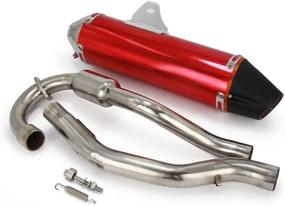 img 1 attached to Motorcycle Slip On Full Exhaust Muffler Pipe System Stainless Steel For CRF230F 2003-2013 CRF150F 2003-2013 HAWK 250 Enduro Dirt Pit Bike Red