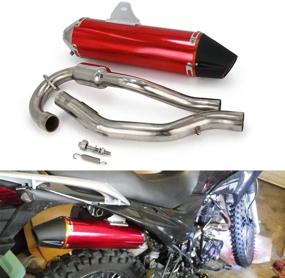 img 4 attached to Motorcycle Slip On Full Exhaust Muffler Pipe System Stainless Steel For CRF230F 2003-2013 CRF150F 2003-2013 HAWK 250 Enduro Dirt Pit Bike Red