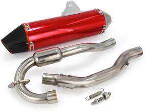 img 2 attached to Motorcycle Slip On Full Exhaust Muffler Pipe System Stainless Steel For CRF230F 2003-2013 CRF150F 2003-2013 HAWK 250 Enduro Dirt Pit Bike Red