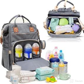 img 3 attached to Versatile Akshomz Baby Diaper Bag Backpack for Boys & Girls - All-in-One Diaper Bag with Changing Station, USB Port, Crib Net, Changing Bassinet Pad, Stroller Straps, Insulated Pockets - Waterproof, Grey Bag