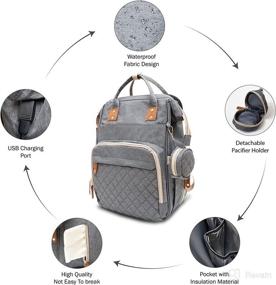 img 2 attached to Versatile Akshomz Baby Diaper Bag Backpack for Boys & Girls - All-in-One Diaper Bag with Changing Station, USB Port, Crib Net, Changing Bassinet Pad, Stroller Straps, Insulated Pockets - Waterproof, Grey Bag