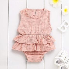 img 3 attached to Bowanadacles Newborn Infant Baby Girl Romper Jumpsuit Cotton Linen Sleeveless Ruffled Bodysuit Summer Outfit Clothes