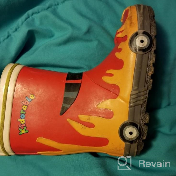 img 1 attached to 🔥 Stay Stylish and Protected with Kidorable Red Fireman Rubber Rain Boots - Fun Flame Pull On Heel Tab Included review by Boondo Viswanathan