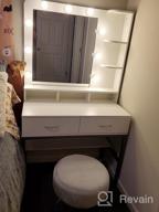 img 1 attached to Tribesigns Vanity Table Set With Lighted Mirror & Stool, Makeup Vanity Dressing Table With 9 Lights, 2 Drawers And Storage Shelves For Bedroom, Gold Vanity Desk For Women Girls (White) review by Gene Taylor