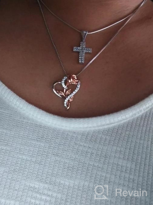 img 1 attached to Surprise Her With A Stunning 2-Tone Rose Pendant Necklace - The Perfect Valentine'S Day Gift! review by Brittany Howard