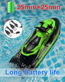 img 3 attached to IOKUKI 2.4G RC Boats For Kids And Adults - Remote Control Boats For Lakes And Pools With Dual Motors And Two Batteries, Two Charger Cables, Low Battery Prompt - Motor Boat In Green