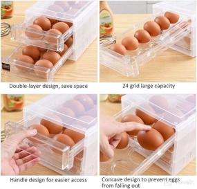 img 2 attached to 🥚 Double-Layer Stackable Fridge Egg Storage Bin - Refrigerator Organizer with 24 Grids, Clear