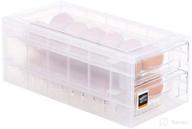 🥚 double-layer stackable fridge egg storage bin - refrigerator organizer with 24 grids, clear логотип