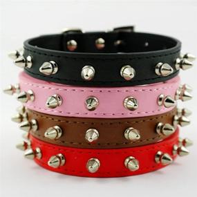 img 1 attached to Dogs Kingdom Pu Leather Studded 🐶 Spiked Collar - Black XS: Adjustable and Stylish