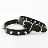 dogs kingdom pu leather studded 🐶 spiked collar - black xs: adjustable and stylish logo