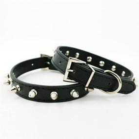 img 2 attached to Dogs Kingdom Pu Leather Studded 🐶 Spiked Collar - Black XS: Adjustable and Stylish