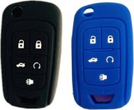 🔑 protective black and blue silicone key jacket for chevrolet camaro cruze volt equinox spark malibu sonic flip remote key logo