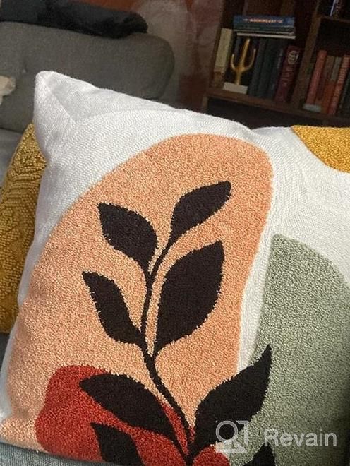 img 1 attached to Merrycolor Boho Abstract Tufted Pillow Covers - Mid Century Modern Style For Bed, Couch & Living Room Decor - Colorful & Eye-Catching Design - 18X18 Size - 1PC review by Julius Robinson