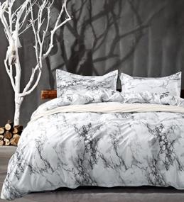 img 4 attached to Nanko Queen Bedding Duvet Cover Set White And Black Marble Printed 3 Piece - 1000 - TC Luxury Microfiber Down Comforter Quilt Cover With Zipper Closure, Ties - Modern Style For Men And Women