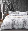 nanko queen bedding duvet cover set white and black marble printed 3 piece - 1000 - tc luxury microfiber down comforter quilt cover with zipper closure, ties - modern style for men and women logo