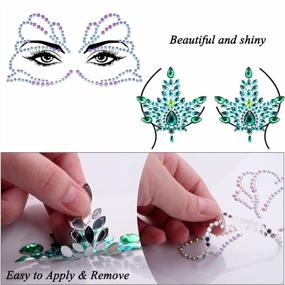 img 1 attached to 10 Sheets Self Adhesive Face Jewels Stickers With 10 Jars Chunky Glitter For Festival Rave Carnival Party