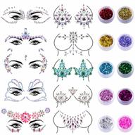 10 sheets self adhesive face jewels stickers with 10 jars chunky glitter for festival rave carnival party logo