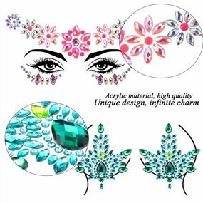 img 3 attached to 10 Sheets Self Adhesive Face Jewels Stickers With 10 Jars Chunky Glitter For Festival Rave Carnival Party