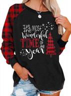 shop the festive taohong merry christmas sweatshirt for women in buffalo plaid and color block print logo