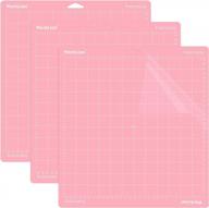 3-pack worklion 12x12in cutting mat for cricut explore one/air/air 2/maker - fabricgrip adhesive non-slip durable mats for leather, felt & fabric in pink logo