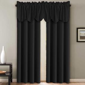 img 3 attached to H.VERSAILTEX 4 Panels Blackout Curtain Valances For Kitchen Windows/Living Room/Bathroom Privacy Protection Rod Pocket Decoration Scalloped Winow Valance Curtains, 52" W X 18" L, Black