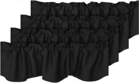 img 4 attached to H.VERSAILTEX 4 Panels Blackout Curtain Valances For Kitchen Windows/Living Room/Bathroom Privacy Protection Rod Pocket Decoration Scalloped Winow Valance Curtains, 52" W X 18" L, Black