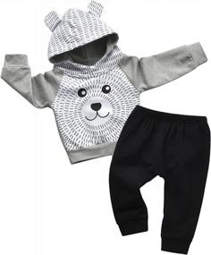 img 4 attached to Adorable Little Bear Toddler Boys Outfit: Long Sleeve Hoodie Tops And Pants Set