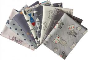 img 4 attached to Misscrafts 8Pcs Quilting Fabric 100% Cotton Craft Bundle Squares Fat Quarters 18" X 22" Multicolored Cartoon Cat Patchwork DIY Sewing Scrapbook