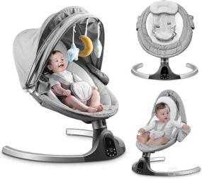 img 4 attached to 👶 Bluetooth Baby Swing: 5-Speed Bouncer with Music, Timer, Touch Screen & Remote Control for 0-9 Months, 5-20 lb