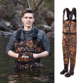 img 4 attached to 1500G Rubber Boots Neoprene Waterproof Thermal Fishing Wader With 5MM Thickened Fabric - 4 Camo Styles Available For Duck Hunting