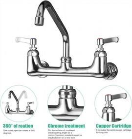img 2 attached to CWM 8-Inch Commercial Wall Mount Kitchen Faucet With Swivel Spout, 8-Inch Center