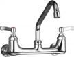 cwm 8-inch commercial wall mount kitchen faucet with swivel spout, 8-inch center logo