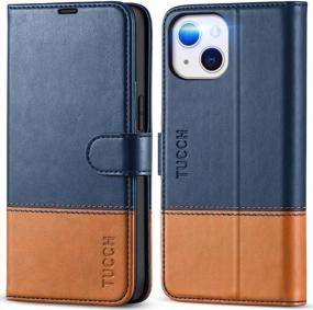 img 4 attached to TUCCH Case For IPhone 13 Wallet Case, [RFID Blocking] [Card Slot] Stand With [Shockproof TPU Interior Case] PU Leather Magnetic Flip Cover Compatible With IPhone 13 6.1-Inch 2021, Dark Blue & Brown
