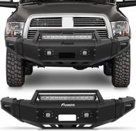 findauto front bumper fit for 2010-2018 for dodge ram 2500 3500 heavy duty steel bumper upgraded textured black automotive bumpers with winch plate & led light and d-rings logo