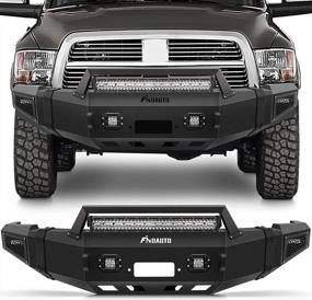 img 4 attached to FINDAUTO Front Bumper Fit For 2010-2018 For Dodge Ram 2500 3500 Heavy Duty Steel Bumper Upgraded Textured Black Automotive Bumpers With Winch Plate & LED Light And D-Rings
