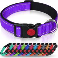 taglory reflective dog collar with safety locking buckle, adjustable nylon pet collars for large dogs,violet logo