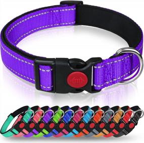 img 4 attached to Taglory Reflective Dog Collar With Safety Locking Buckle, Adjustable Nylon Pet Collars For Large Dogs,Violet