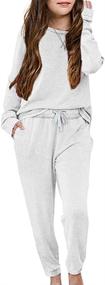 img 4 attached to 🏃 Active Girls' Abondy Sweatpants Loungewear Tracksuit: Comfortable Sweatsuit for Everyday Wear