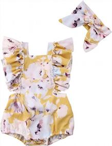img 4 attached to Floral Sleeveless Romper Jumpsuit For Infant Newborn Baby Girl With Ruffled Design - Perfect Summer Outfit